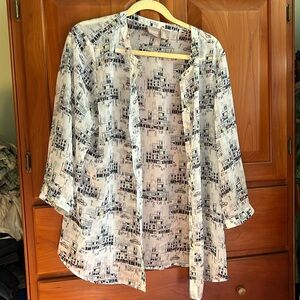 Chico’s sheer button down blouse. Size3.